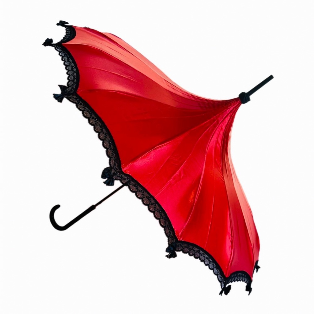 Red satin umbrella